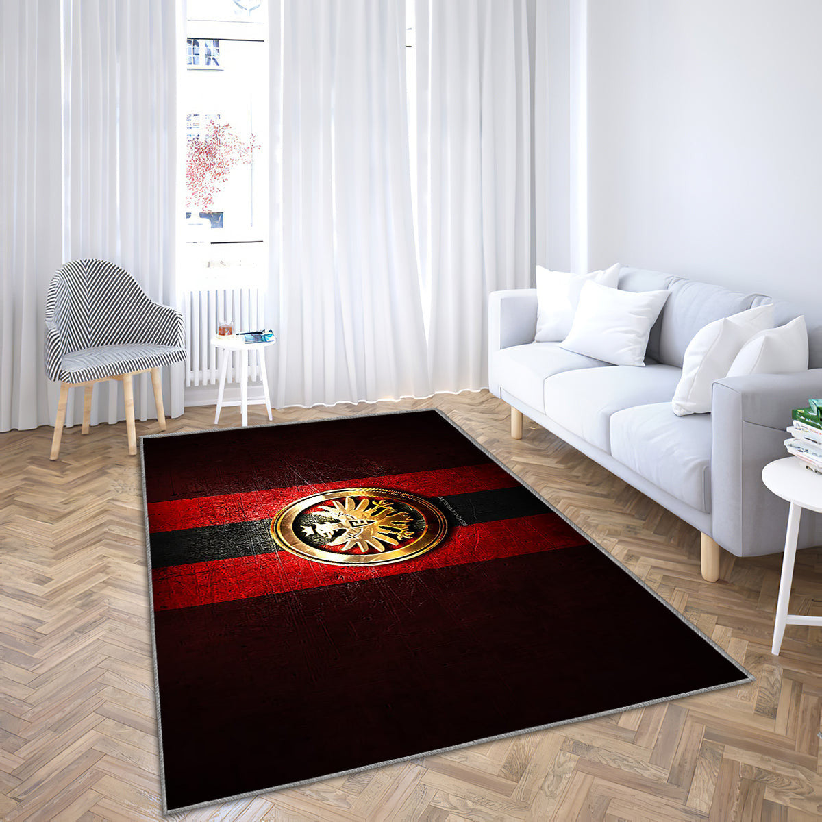 Eintracht Frankfurt Teppich, Teppiche - Goldenes Logo Outdoor Teppich, Teppich Wohnzimmer, Küchenteppich, Kinderzimmer, Modern