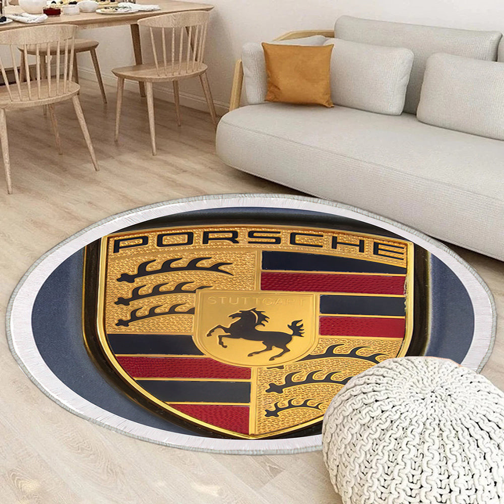 Porsche Emblem Teppich Rund, Teppiche - Outdoor Teppich Rund, Teppich Wohnzimmer, Carpet, Rug