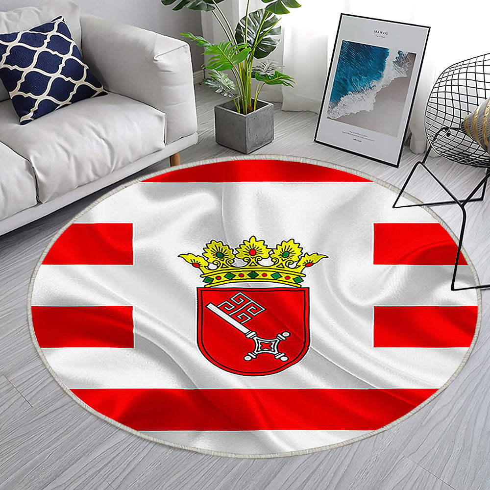 Flagge Von Bremen Teppich Rund, Teppiche - Land Deutschland Outdoor Teppich Rund, Staaten Von Deutschland Teppich Wohnzimmer, Carpet, Rug