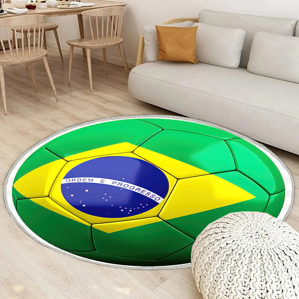 Brasilien Fußball Teppich Rund, Teppiche - Brasilianische Fußballnationalmannschaft Outdoor Teppich Rund, Brasilien Teppich Wohnzimmer, Carpet, Rug