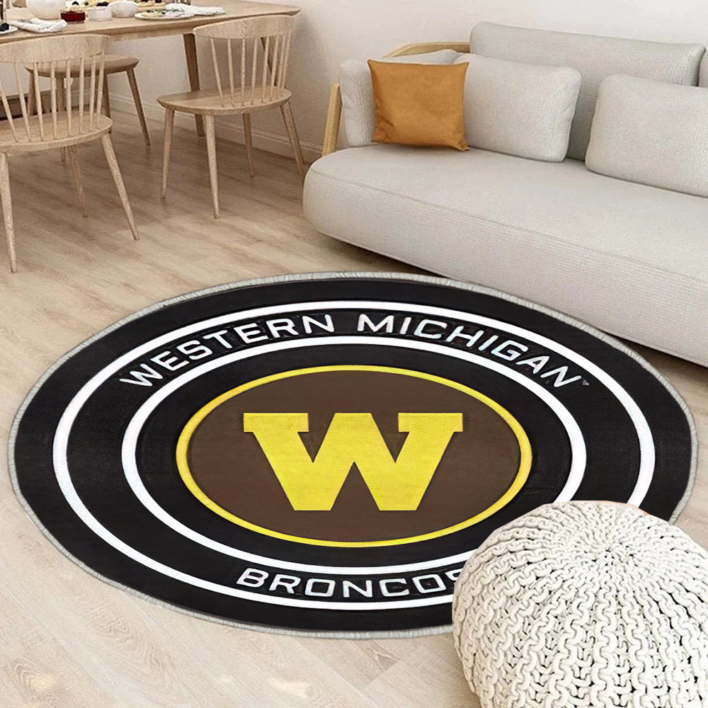 Western Michigan Broncos Hockey Puck Teppich Rund, Teppiche - Outdoor Teppich Rund, Teppich Wohnzimmer, Carpet, Rug