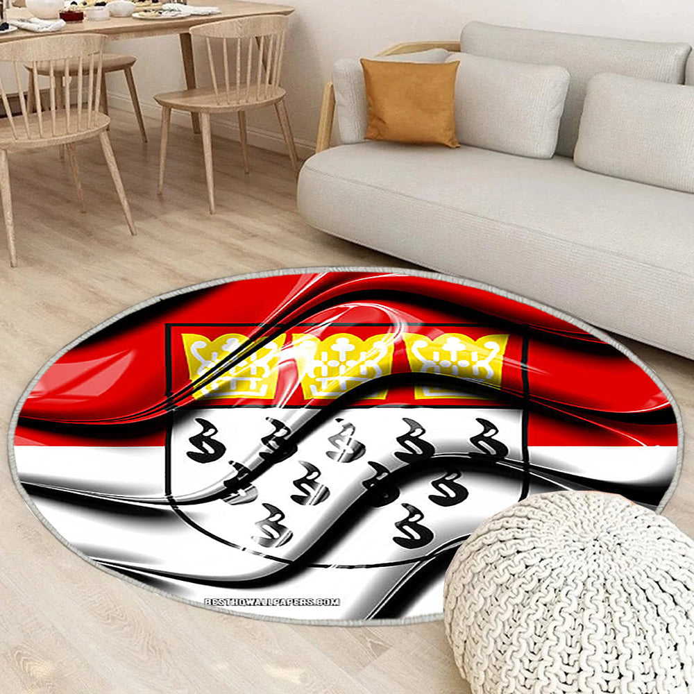 Städte Mit Kölner Flagge In Deutschland Teppich Rund, Teppiche - Europa Outdoor Teppich Rund, Flagge Von Köln Teppich Wohnzimmer, Carpet, Rug