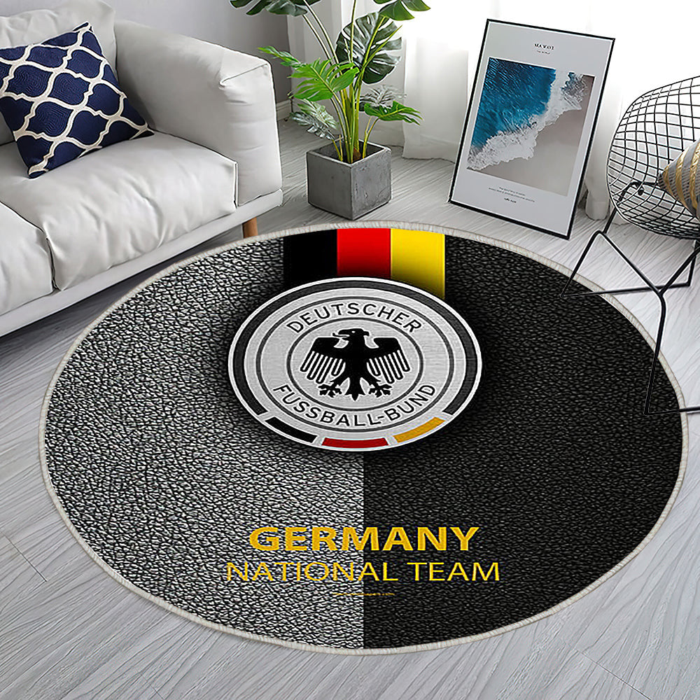 Deutschland Fußball Nationalmannschaft Leder Effekt Teppich Rund, Teppiche - Emblem Outdoor Teppich Rund, Teppich Wohnzimmer, Carpet, Rug