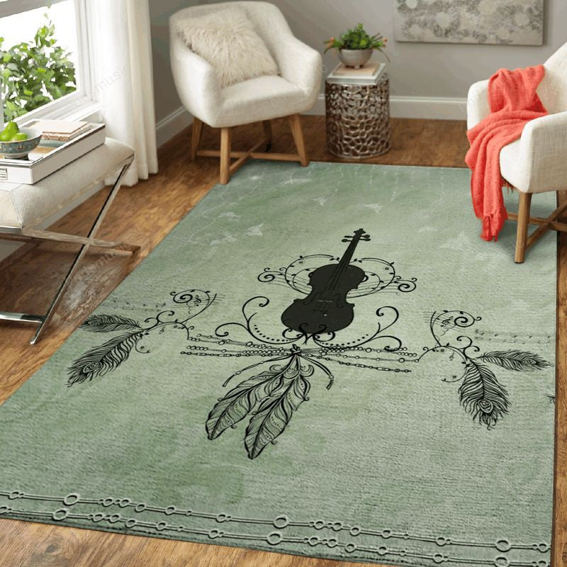 Violin With Feathers Music Art Teppich, Teppiche - Outdoor Teppich, Teppich Wohnzimmer, Küchenteppich, Kinderzimmer, Modern