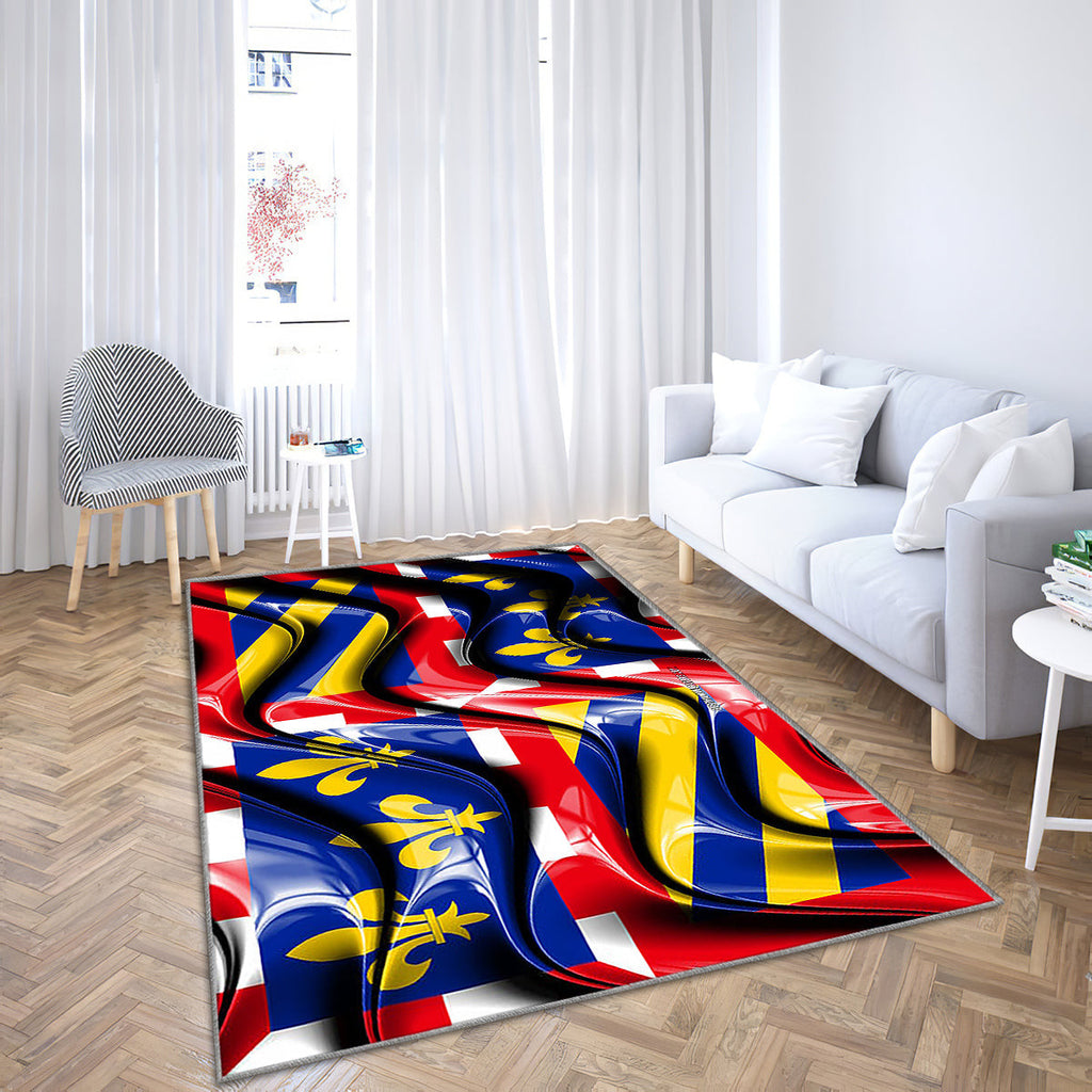 Teppich mit der Flagge der französischen Region Burgund, Teppiche – Verwaltungsbezirke Outdoor-Teppich, Wohnzimmerteppich, Küchenteppich, Kinderzimmer, modern