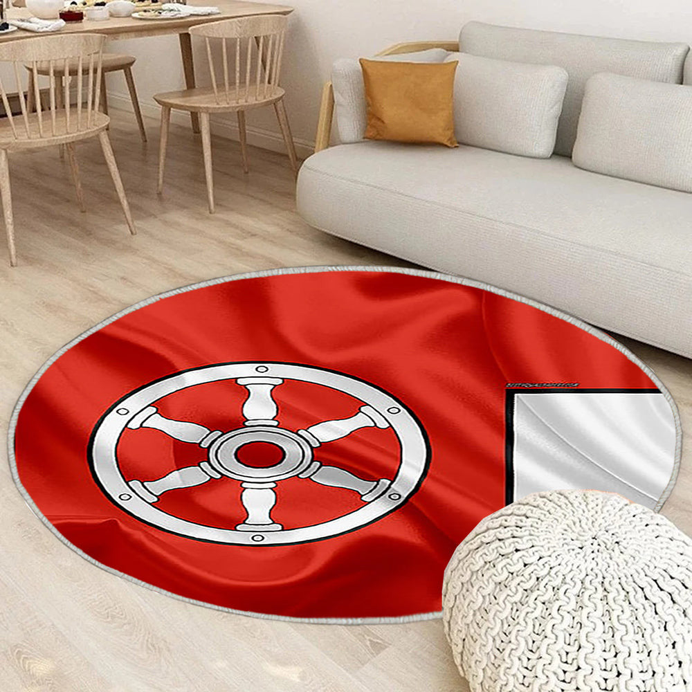 Flagge Erfurt Seideneffekt Teppich Rund, Teppiche - Rote Seidenfahne Outdoor Teppich Rund, Wappen Teppich Wohnzimmer, Carpet, Rug