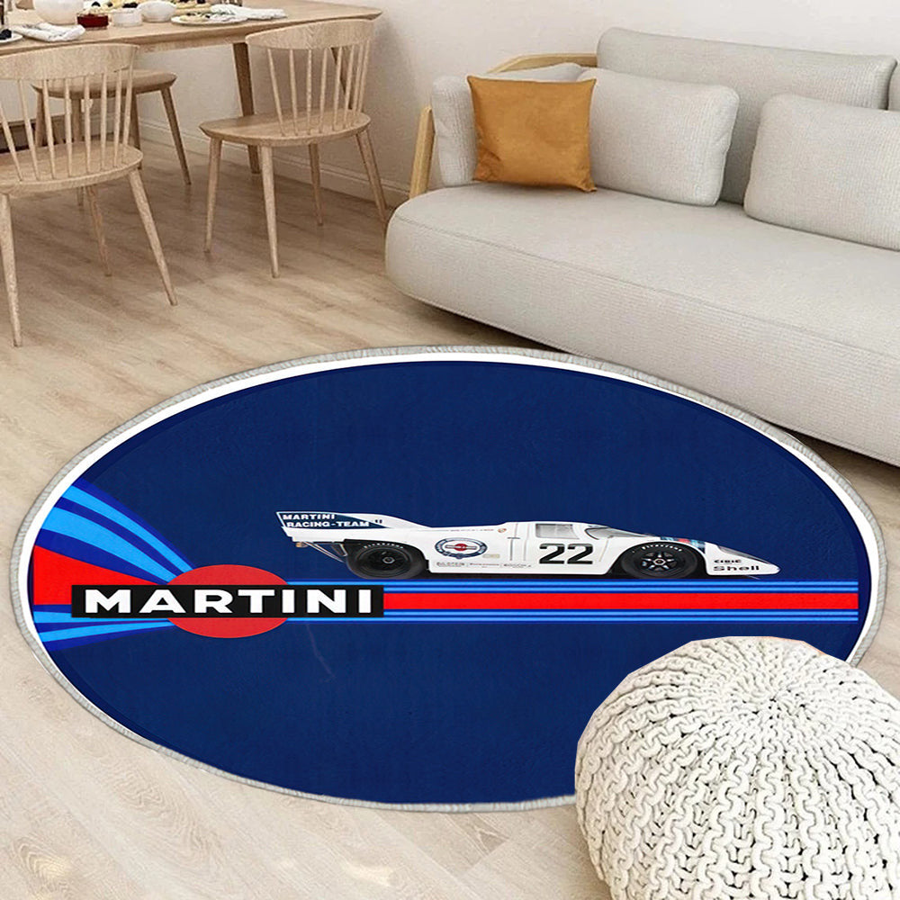 Martini Racing Porsche Auto Teppich Rund, Teppiche - Outdoor Teppich Rund, Teppich Wohnzimmer, Carpet, Rug