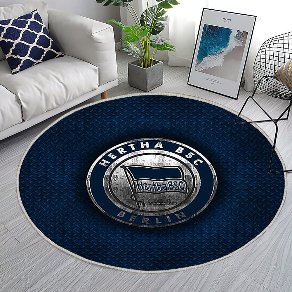 Hertha Bsc Teppich Rund, Teppiche - Deutscher Fußballverein Outdoor Teppich Rund, Blauer Metalleffekt Teppich Wohnzimmer, Carpet, Rug