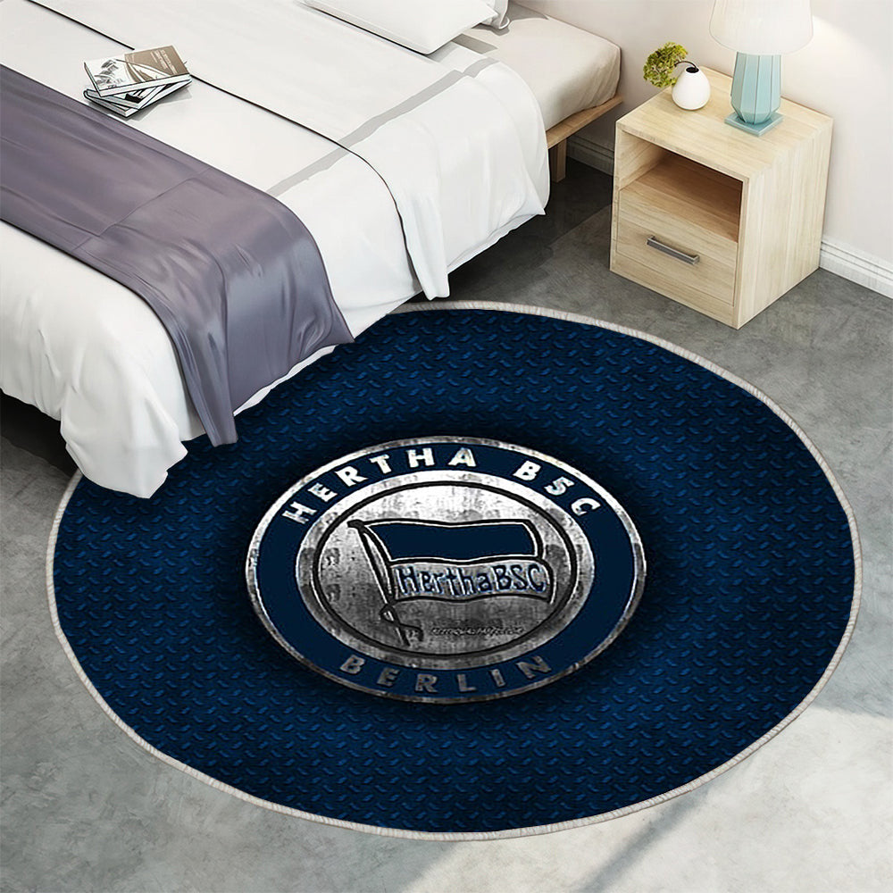 Hertha Bsc Teppich Rund, Teppiche - Deutscher Fußballverein Outdoor Teppich Rund, Blauer Metalleffekt Teppich Wohnzimmer, Carpet, Rug