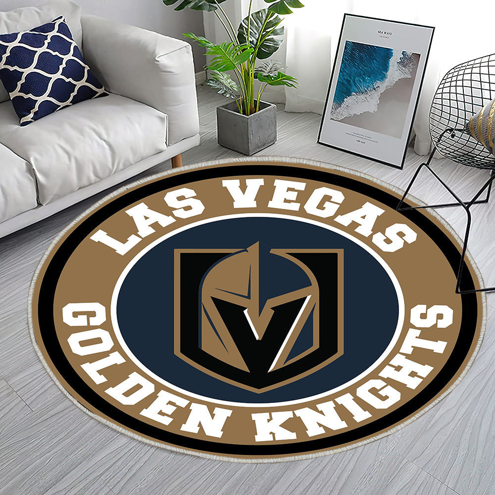 Golden Knights Circle LOGO von Las Vegas Teppich Rund, Teppiche - Outdoor Teppich Rund, Teppich Wohnzimmer, Carpet, Rug