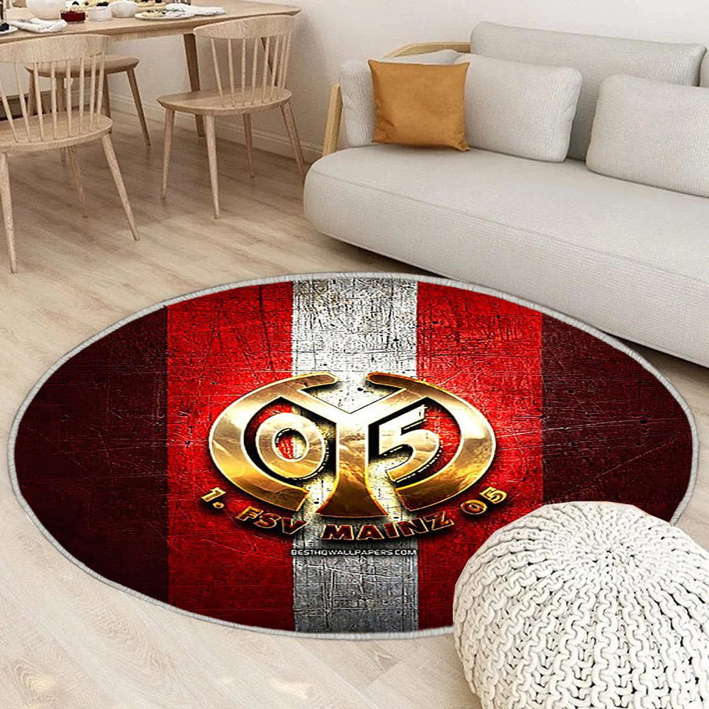 Fsv Mainz 05 Teppich Rund, Teppiche - Golden Outdoor Teppich Rund, Bundesliga Teppich Wohnzimmer, Carpet, Rug