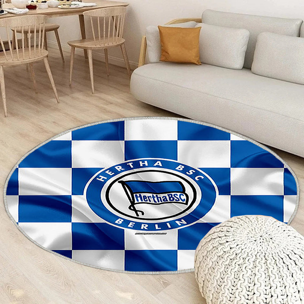 Hertha Bsc Teppich Rund, Teppiche - Blau Weiß Karierte Flagge Outdoor Teppich Rund, Emblem Teppich Wohnzimmer, Carpet, Rug