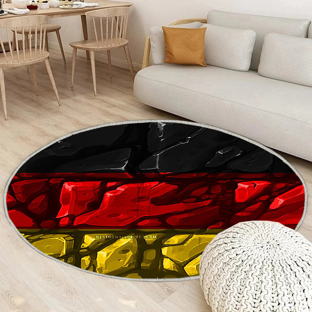 Deutsche Flagge Teppich Rund, Teppiche - Brickwall Europäische Länder Outdoor Teppich Rund, Nationale Symbole Teppich Wohnzimmer, Carpet, Rug