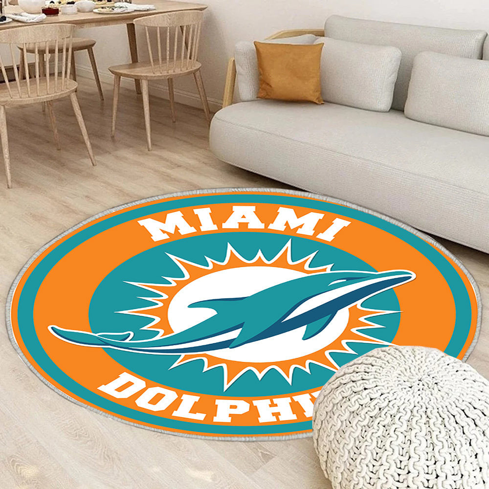 Miami Dolphins Kreis Logo Teppich Rund, Teppiche - Outdoor Teppich Rund, Teppich Wohnzimmer, Carpet, Rug