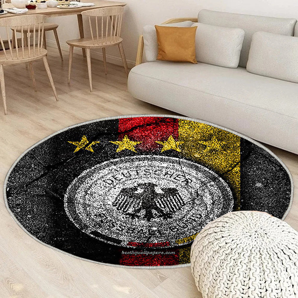 Emblem Der Deutschen Fußballmannschaft Teppich Rund, Teppiche - Uefa Outdoor Teppich Rund, Europa Teppich Wohnzimmer, Carpet, Rug