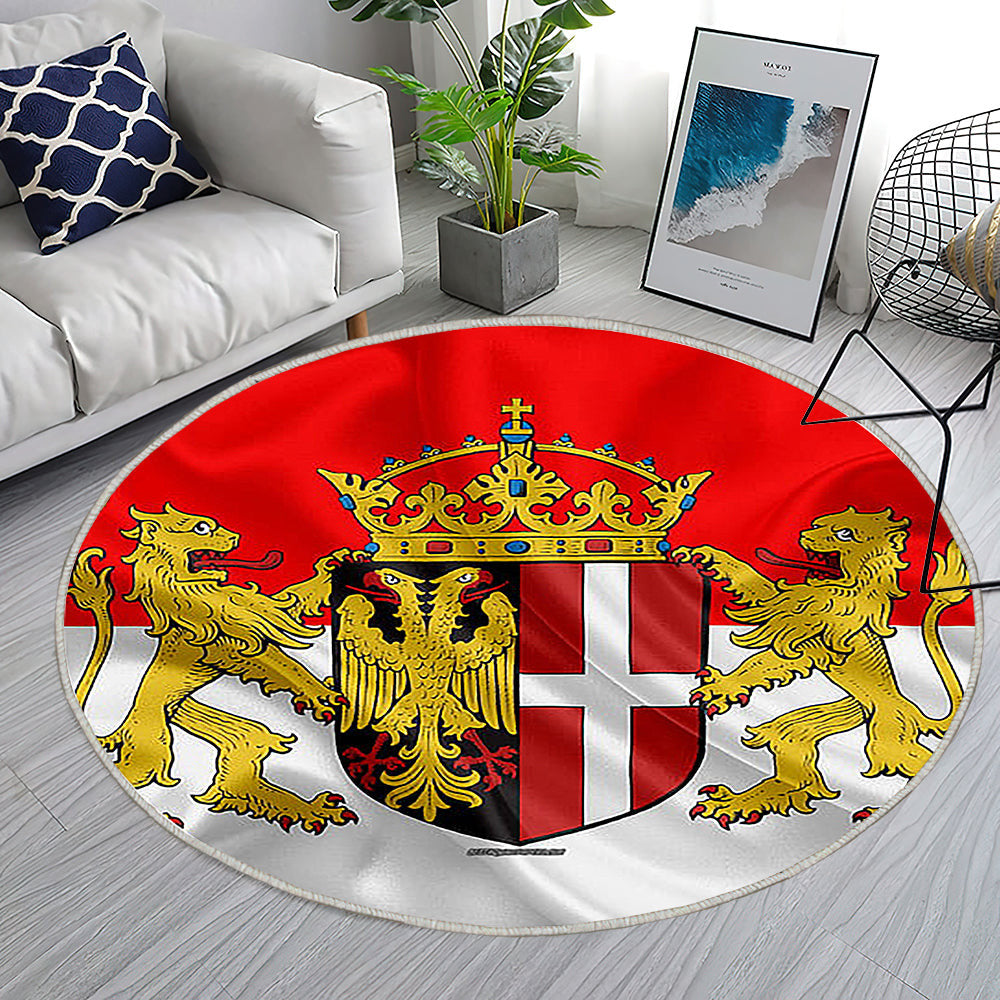 Flagge Von Neuss Seideneffekt Teppich Rund, Teppiche - Rot Weiße Seidenflagge Outdoor Teppich Rund, Wappen Teppich Wohnzimmer, Carpet, Rug