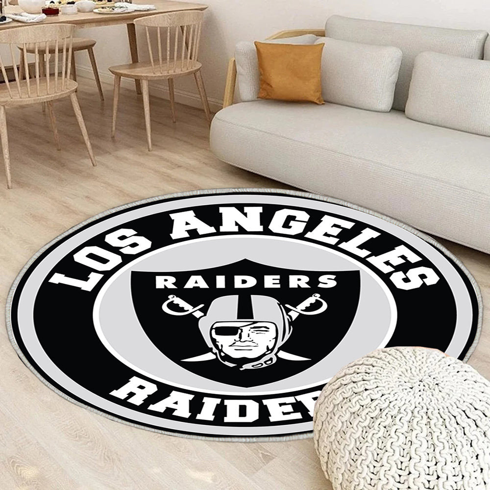 Los Angeles Raiders Circle Logo Teppich Rund, Teppiche - Outdoor Teppich Rund, Teppich Wohnzimmer, Carpet, Rug