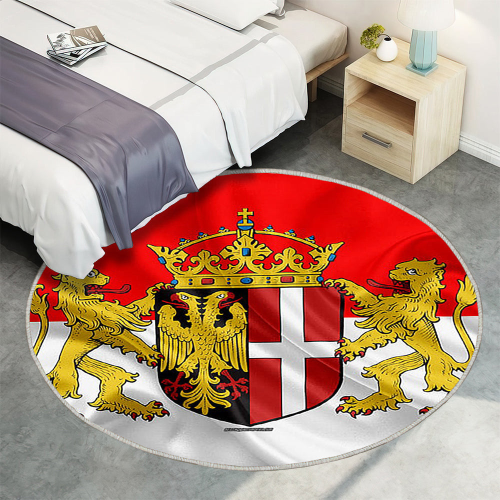 Flagge Von Neuss Seideneffekt Teppich Rund, Teppiche - Rot Weiße Seidenflagge Outdoor Teppich Rund, Wappen Teppich Wohnzimmer, Carpet, Rug