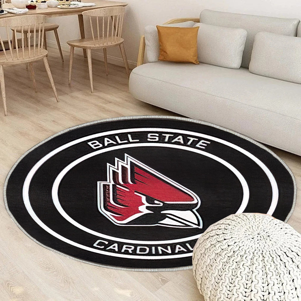 Ball State Cardinals Hockey Puck Teppich Rund, Teppiche - Outdoor Teppich Rund, Teppich Wohnzimmer, Carpet, Rug