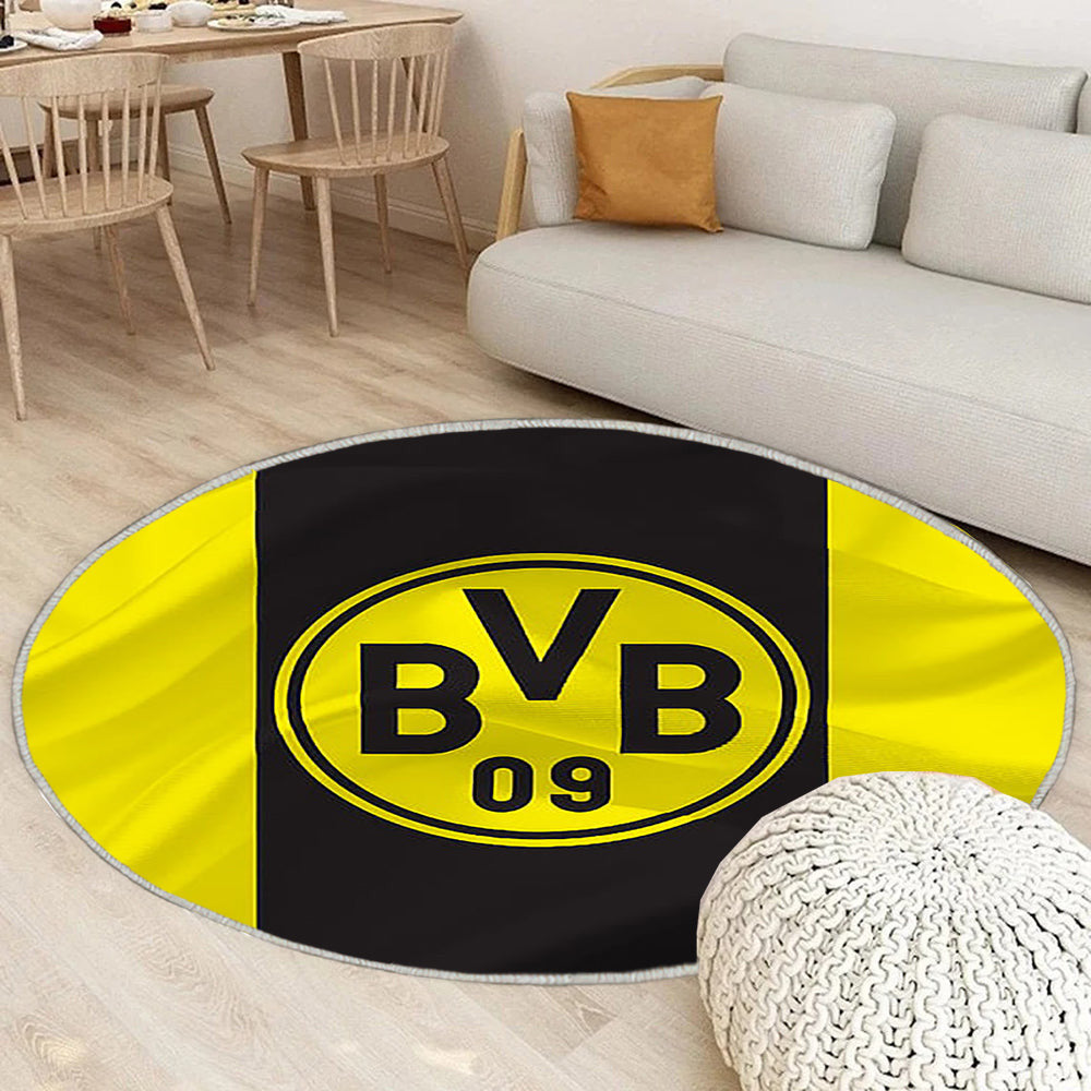 Borussia Dortmund Teppich Rund, Teppiche - Emblem Outdoor Teppich Rund, Teppich Wohnzimmer, Carpet, Rug