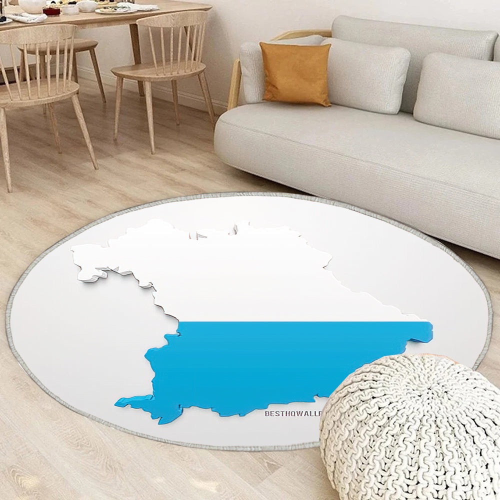 Bayern Kartensilhouette Teppich Rund, Teppiche - 3D Flagge Von Bayern Outdoor Teppich Rund, Bundesland Deutschland Teppich Wohnzimmer, Carpet, Rug