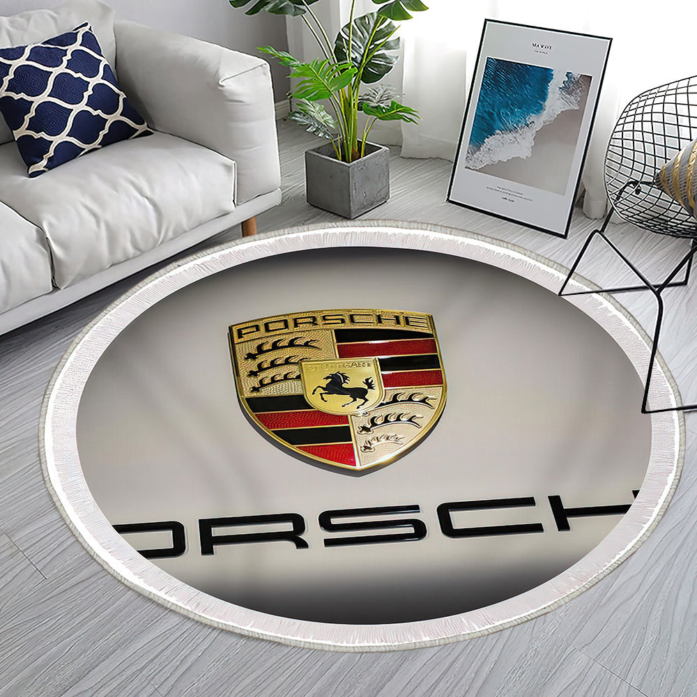 Porsche Auto Emblem Teppich Rund, Teppiche - Outdoor Teppich Rund, Teppich Wohnzimmer, Carpet, Rug