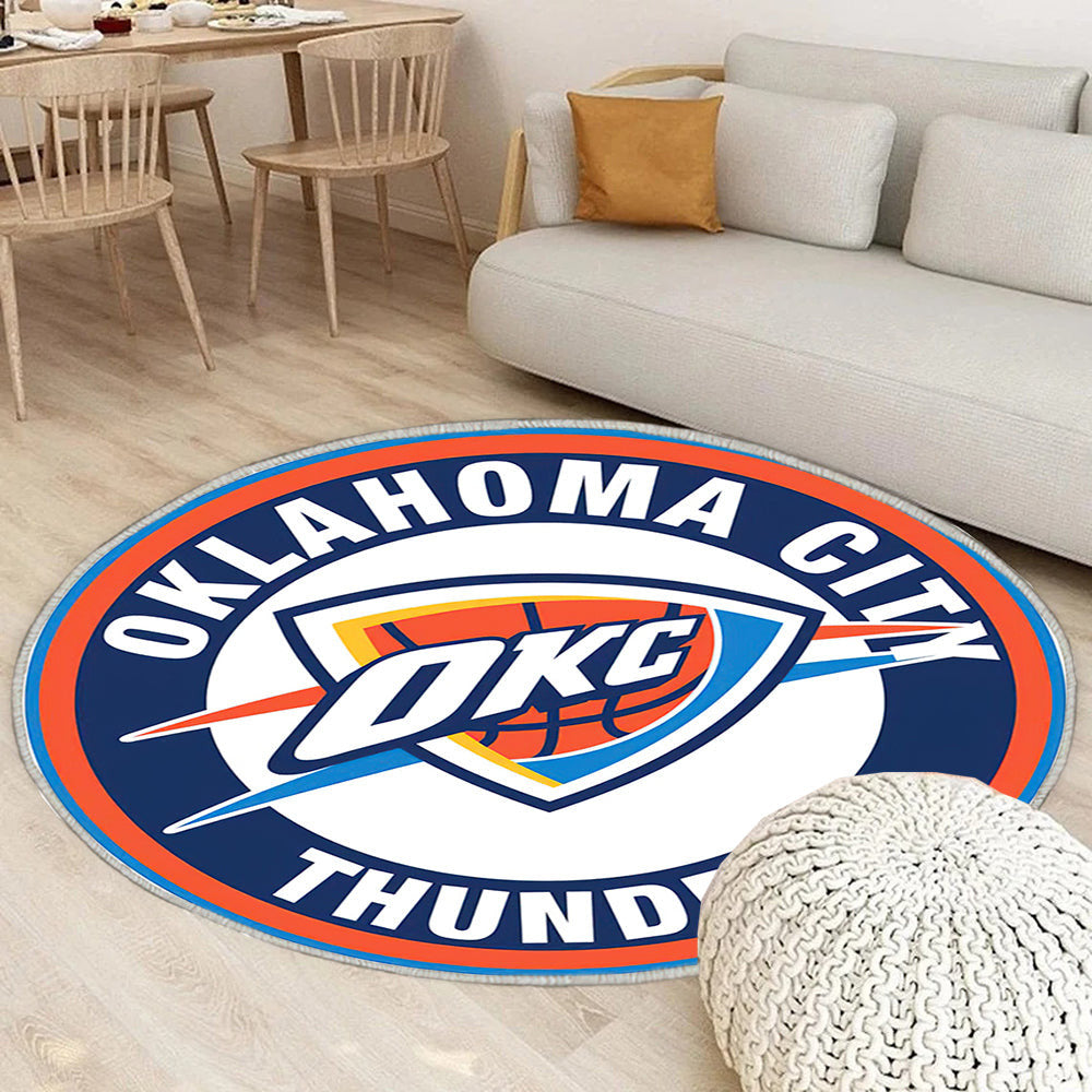 Oklahoma City Thunder Circle Logo Teppich Rund, Teppiche - Outdoor Teppich Rund, Teppich Wohnzimmer, Carpet, Rug