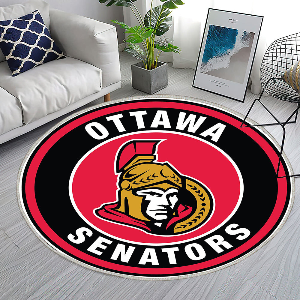 Ottawa Senators Circle Logo Teppich Rund, Teppiche - Outdoor Teppich Rund, Teppich Wohnzimmer, Carpet, Rug