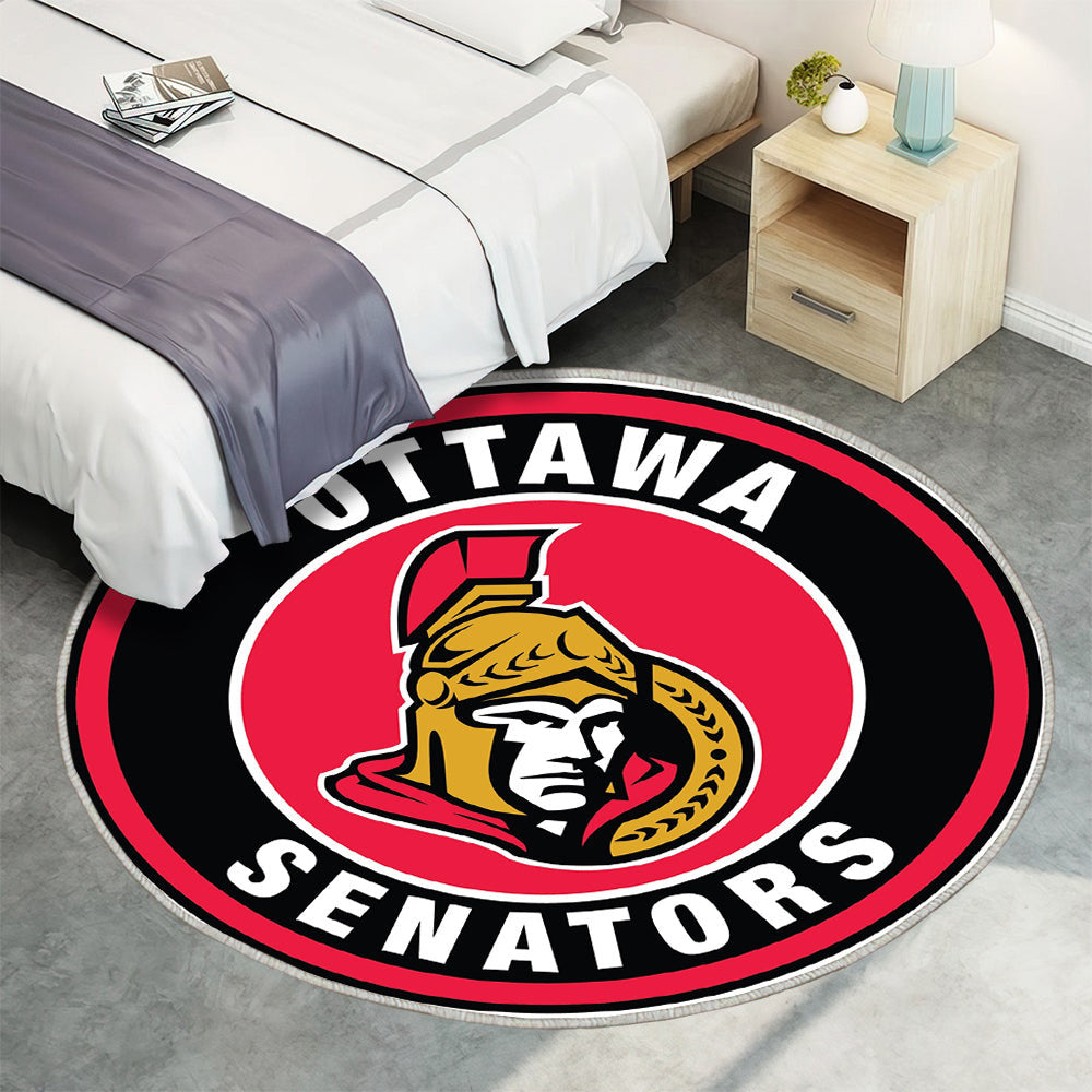 Ottawa Senators Circle Logo Teppich Rund, Teppiche - Outdoor Teppich Rund, Teppich Wohnzimmer, Carpet, Rug