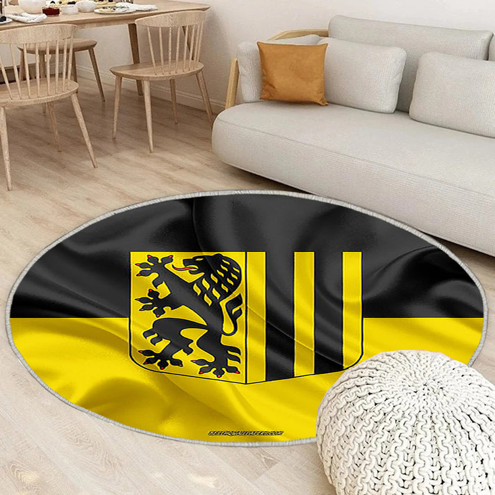 Dresdner Fahne Seideneffekt Teppich Rund, Teppiche - Seidenfahne Outdoor Teppich Rund, Deutsche Stadt Teppich Wohnzimmer, Carpet, Rug