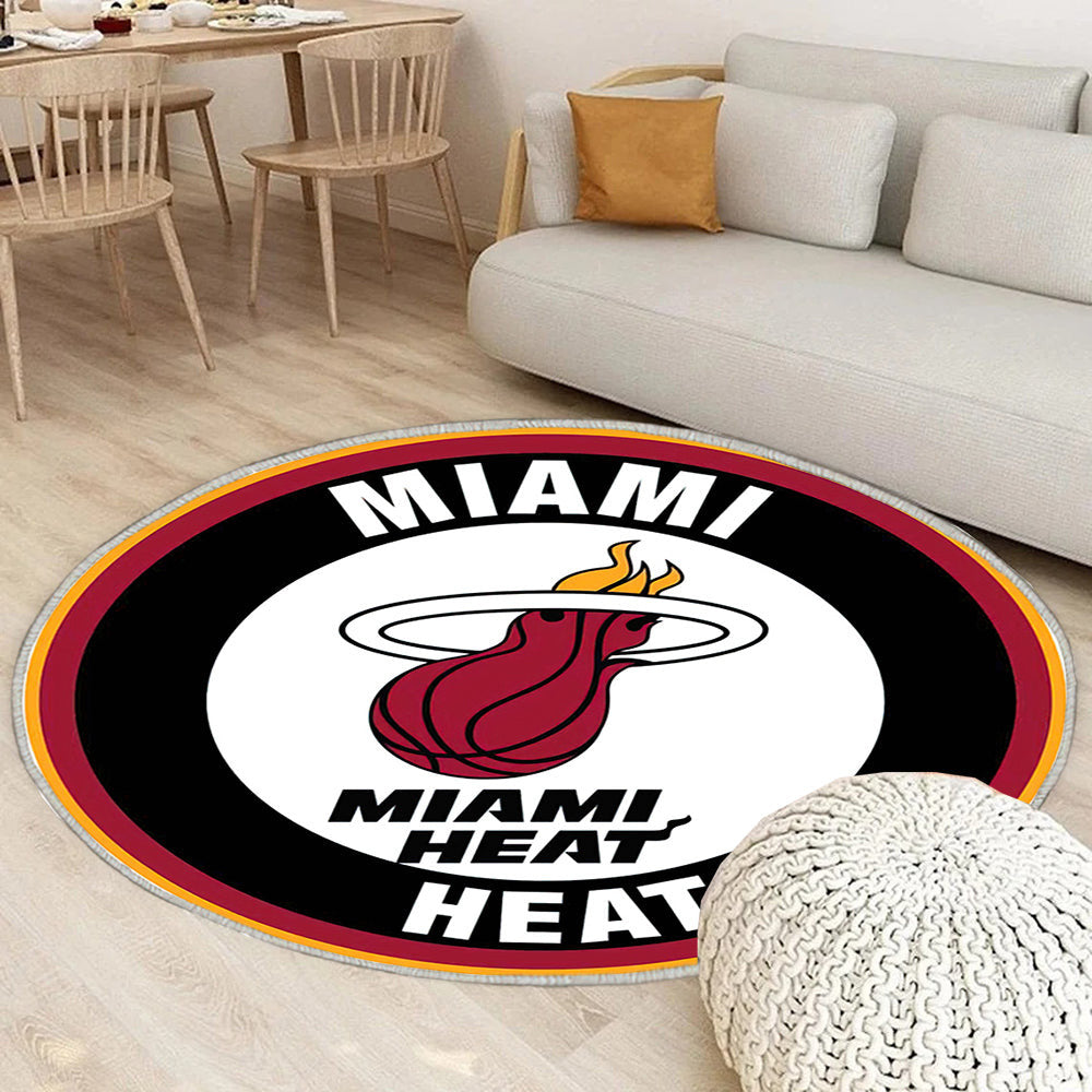 Miami Heat Circle Logo Teppich Rund, Teppiche - Outdoor Teppich Rund, Teppich Wohnzimmer, Carpet, Rug