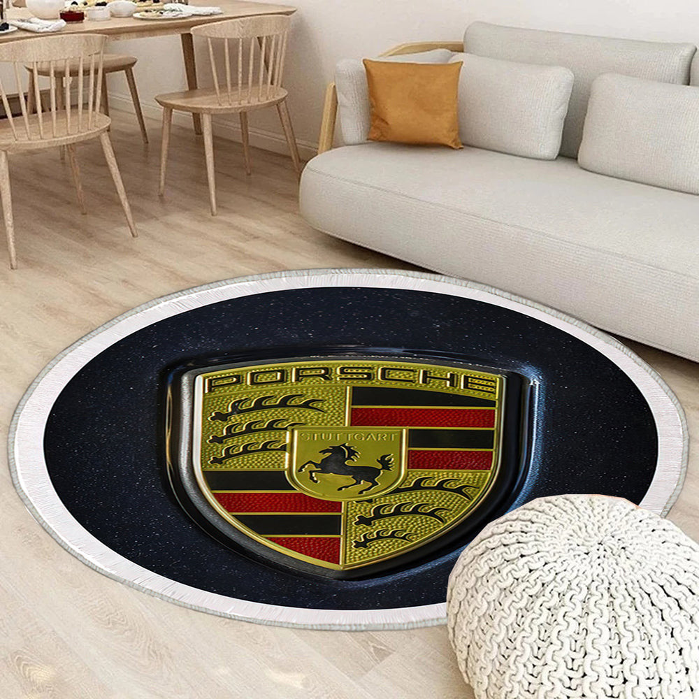 Porsche Logo007 Teppich Rund, Teppiche - Outdoor Teppich Rund, Teppich Wohnzimmer, Carpet, Rug