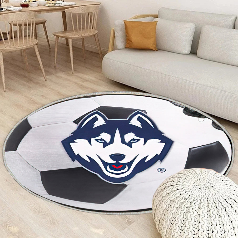 Uconn Huskies Fußball Teppich Rund, Teppiche - Outdoor Teppich Rund, Teppich Wohnzimmer, Carpet, Rug