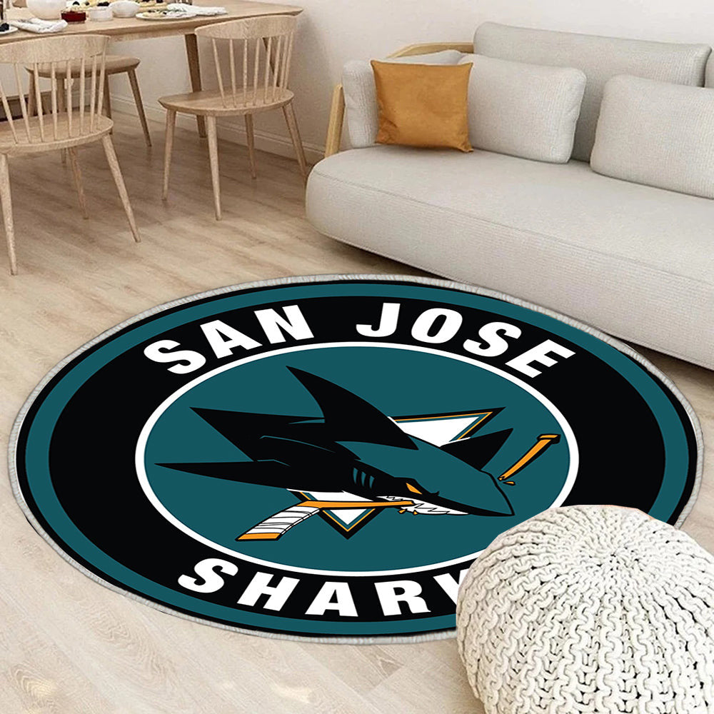 Kreis Logo der San Jose Sharks Teppich Rund, Teppiche - Outdoor Teppich Rund, Teppich Wohnzimmer, Carpet, Rug
