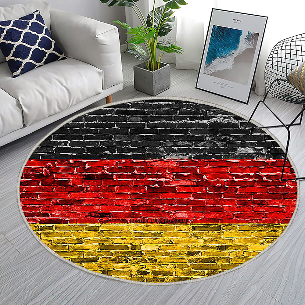 Deutsche Flagge Teppich Rund, Teppiche - Ziegel Effekt Outdoor Teppich Rund, Europa Teppich Wohnzimmer, Carpet, Rug