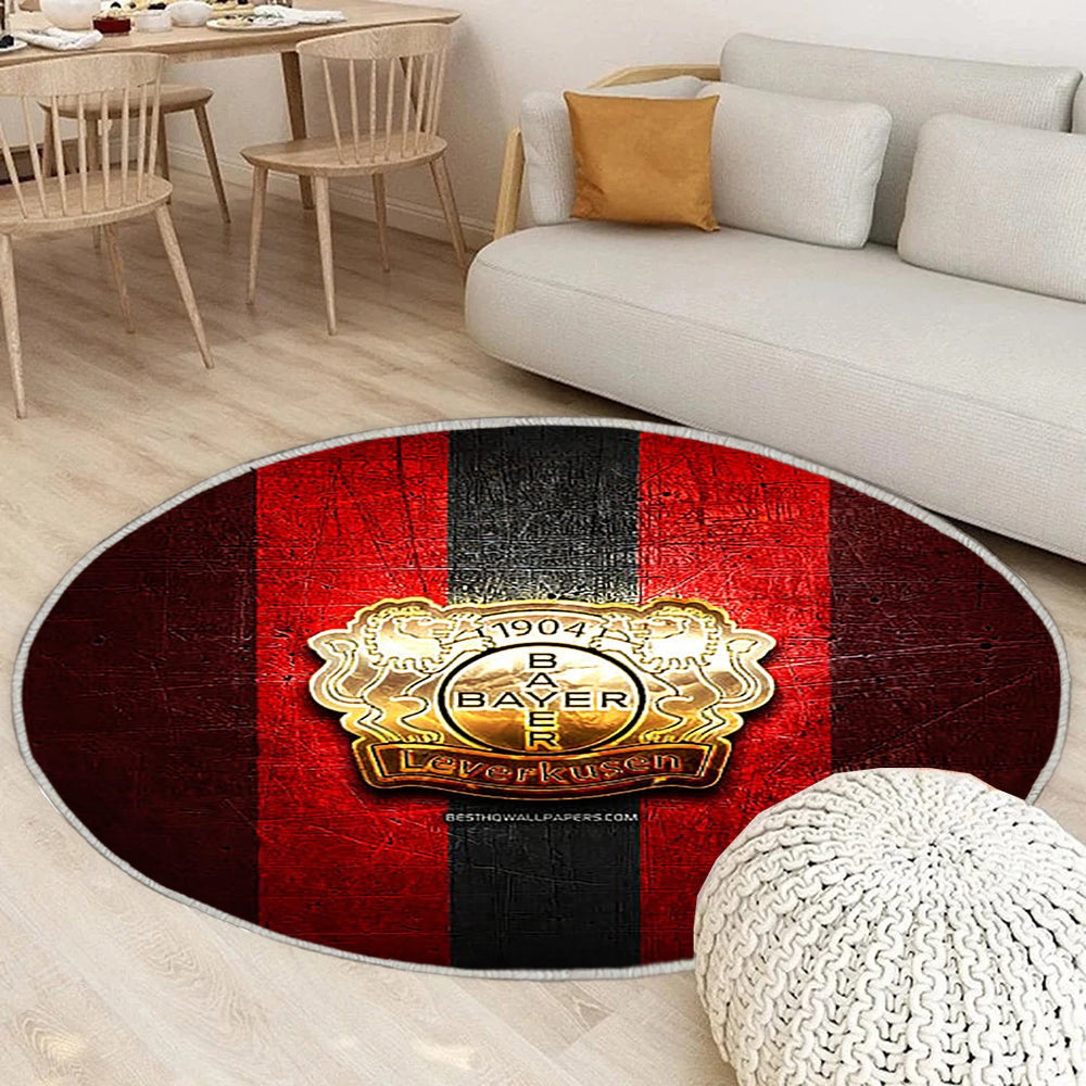 Bayer 04 Leverkusen Teppich Rund, Teppiche - Golden Outdoor Teppich Rund, Bundesliga Teppich Wohnzimmer, Carpet, Rug