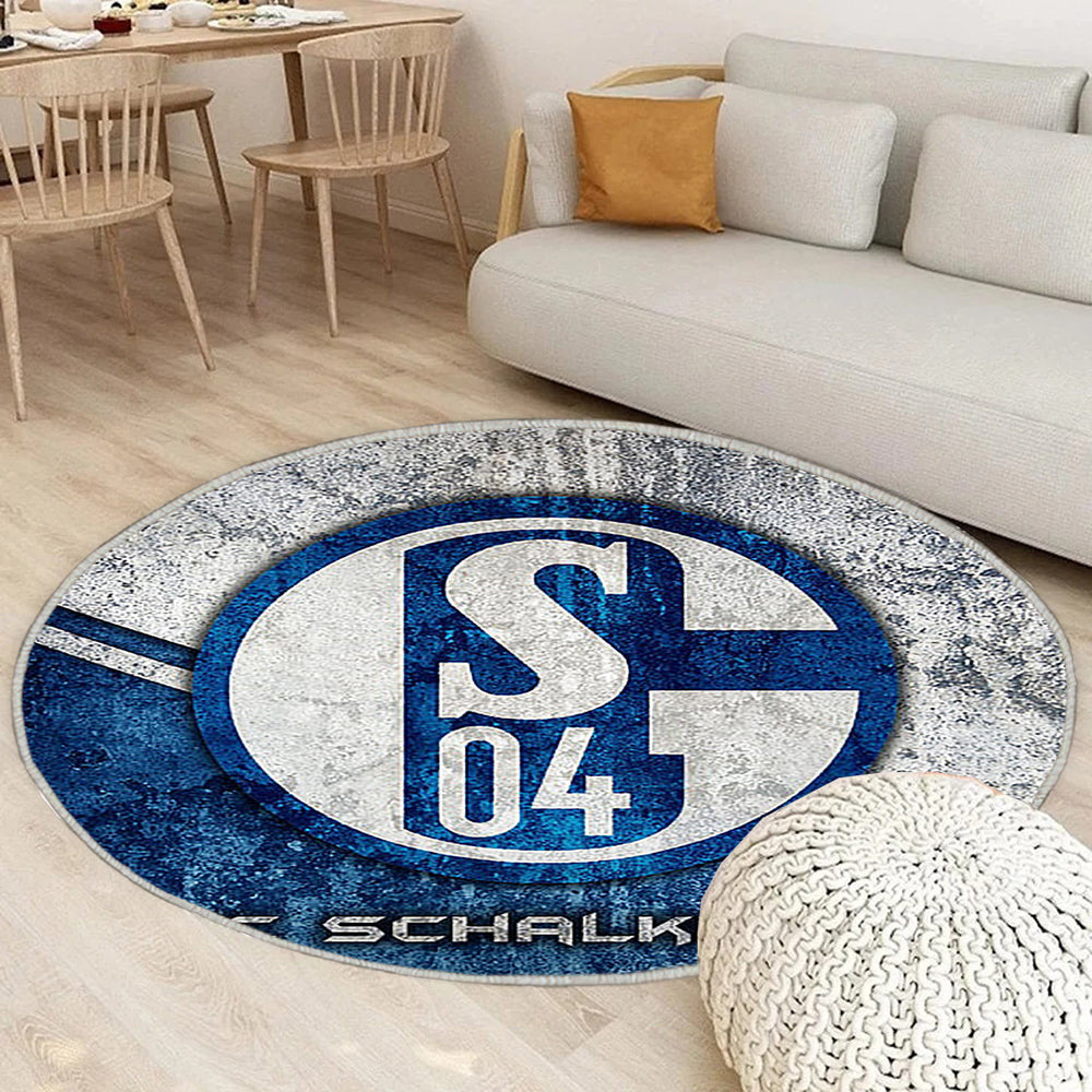 Fc Schalke 04 Teppich Rund, Teppiche - Fan Art Outdoor Teppich Rund, Grunge Teppich Wohnzimmer, Carpet, Rug