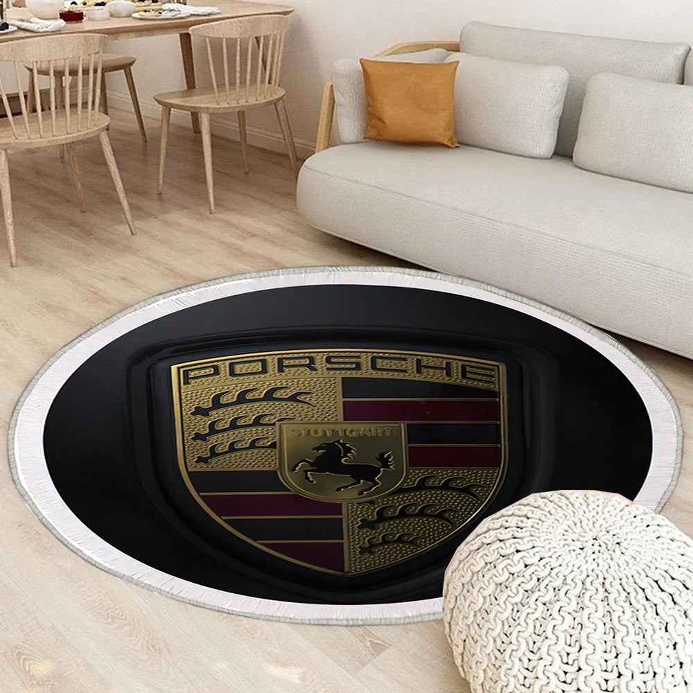 Porsche Logo015 Teppich Rund, Teppiche - Outdoor Teppich Rund, Teppich Wohnzimmer, Carpet, Rug