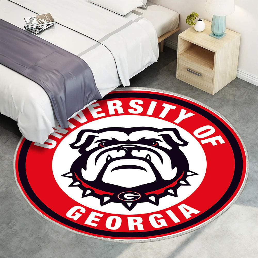 Georgia Bulldogs Kreis Logo Teppich Rund, Teppiche - Outdoor Teppich Rund, Teppich Wohnzimmer, Carpet, Rug
