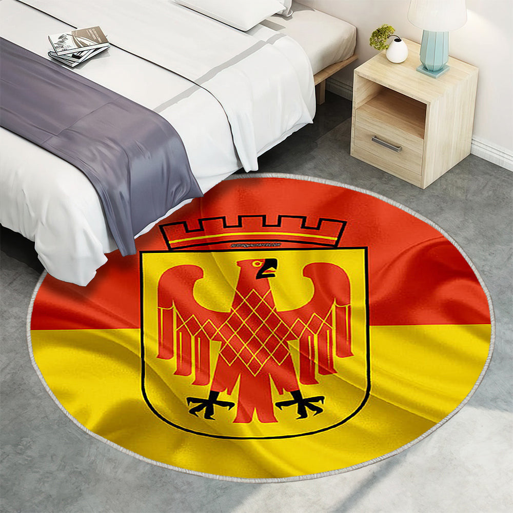 Flagge Potsdam Seideneffekt Teppich Rund, Teppiche - Rot Gelbe Seidenfahne Outdoor Teppich Rund, Wappen Teppich Wohnzimmer, Carpet, Rug