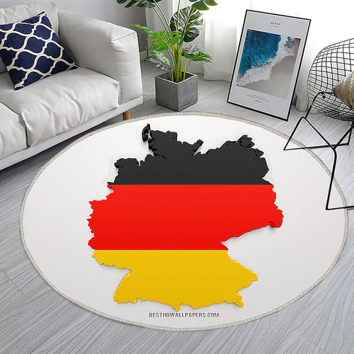 3D Flagge Von Deutschland Teppich Rund, Teppiche - Silhouette Von Deutschland Outdoor Teppich Rund, 3D Kunst Teppich Wohnzimmer, Carpet, Rug