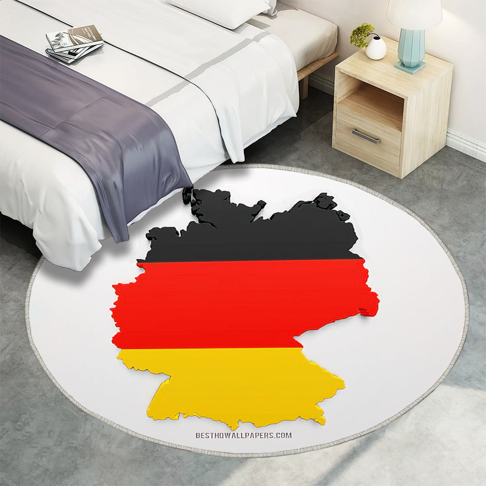 3D Flagge Von Deutschland Teppich Rund, Teppiche - Silhouette Von Deutschland Outdoor Teppich Rund, 3D Kunst Teppich Wohnzimmer, Carpet, Rug