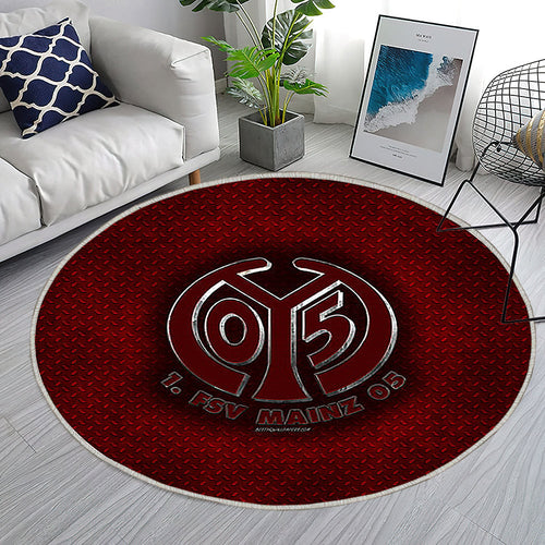 1Fsv Mainz 05 Teppich Rund, Teppiche - Deutscher Fußballverein Outdoor Teppich Rund, Roter Metalleffekt Teppich Wohnzimmer, Carpet, Rug