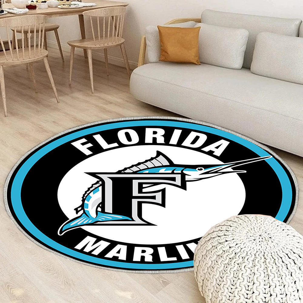 Florida Marlins Logo Kreis Teppich Rund, Teppiche - Outdoor Teppich Rund, Teppich Wohnzimmer, Carpet, Rug