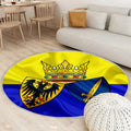 Flagge Essen Seideneffekt Teppich Rund, Teppiche - Gelb Blaue Seidenflagge Outdoor Teppich Rund, Wappen Teppich Wohnzimmer, Carpet, Rug