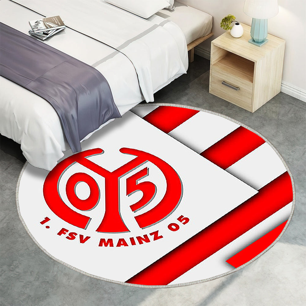 Fsv Mainz 05 Rot Weiße Abstraktion Teppich Rund, Teppiche - Material Design Outdoor Teppich Rund, Emblem Teppich Wohnzimmer, Carpet, Rug