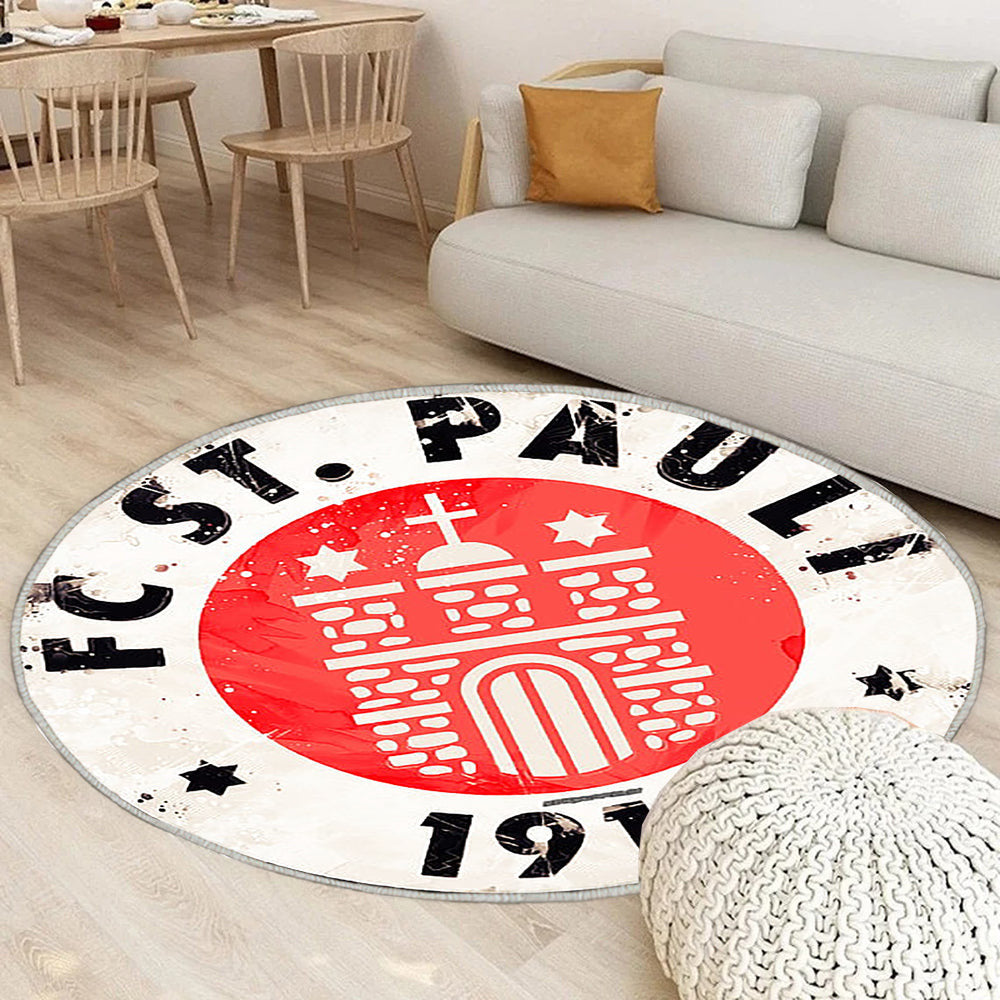Fc St. Pauli Lackkunst Teppich Rund, Teppiche - Kreativ Outdoor Teppich Rund, Emblem Teppich Wohnzimmer, Carpet, Rug