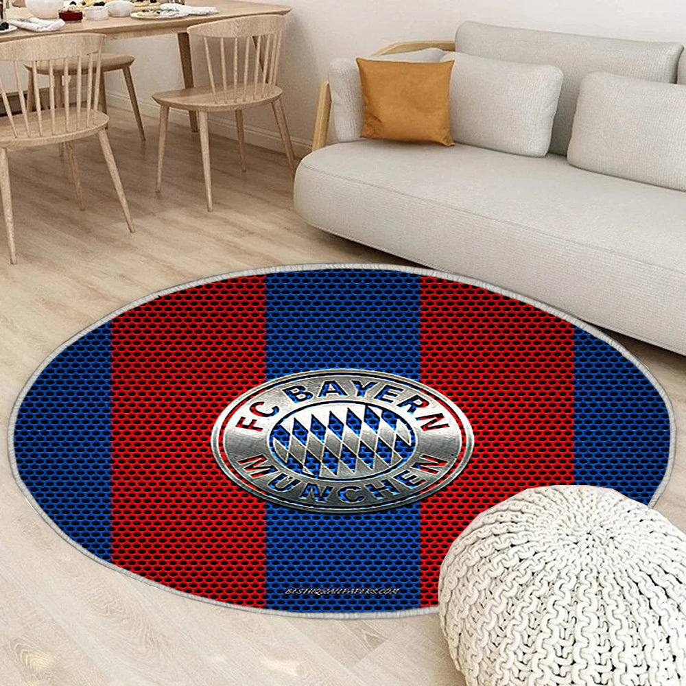 Fc Bayern München Teppich Rund, Teppiche - Deutscher Fußballverein Outdoor Teppich Rund, Metall Emblem Teppich Wohnzimmer, Carpet, Rug