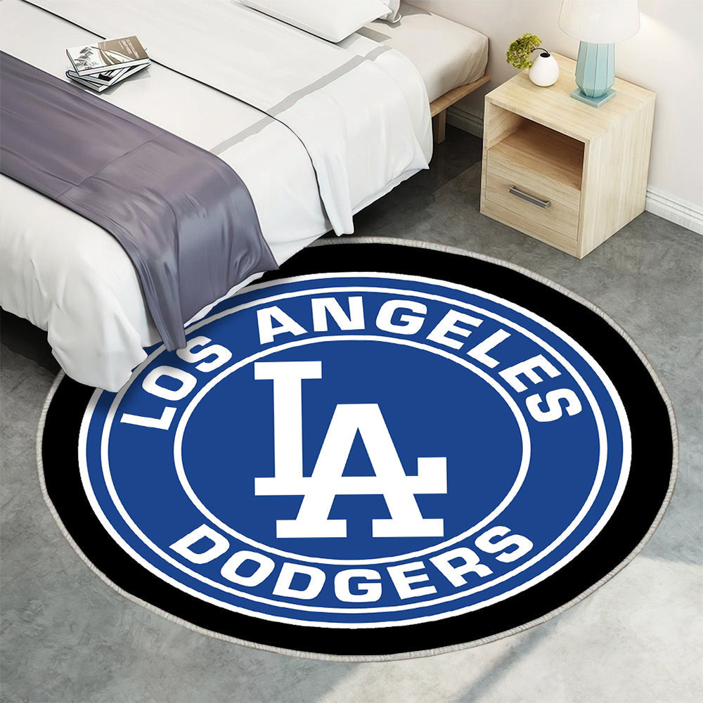 Los Angeles Dodgers Circle Logo Teppich Rund, Teppiche - Outdoor Teppich Rund, Teppich Wohnzimmer, Carpet, Rug
