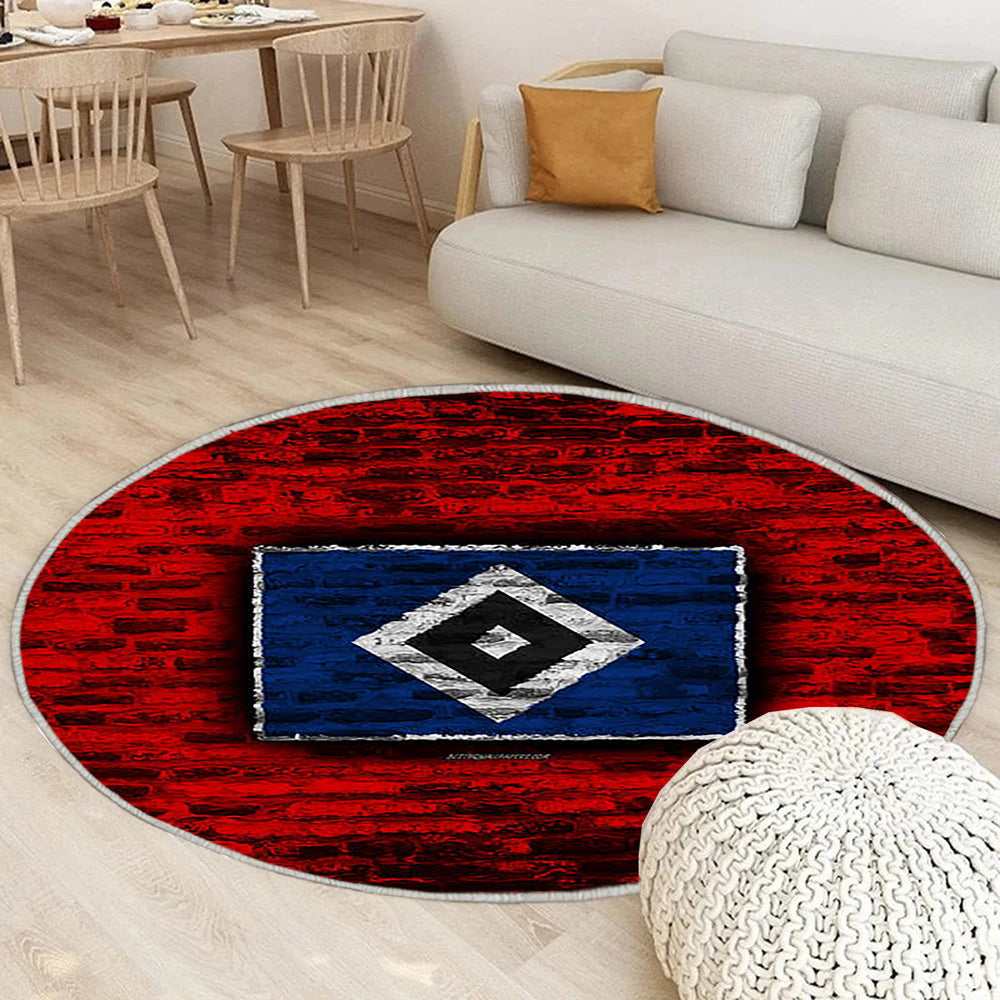 Hamburger Fc Teppich Rund, Teppiche - Rote Backsteinmauer Outdoor Teppich Rund, Fußball Teppich Wohnzimmer, Carpet, Rug